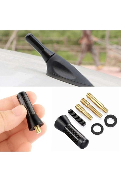 Choice Brand New Carbon Fiber Screw Metal Short Stubby Mast Antenna Car Styli...