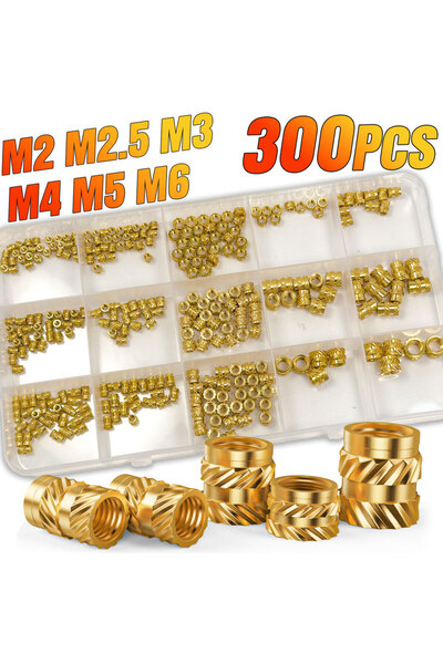 Choice 300PCS M2 M2.5 M3 M4 M5 M6 Brass Heat Set Inserts for 3D Printing, Knu...