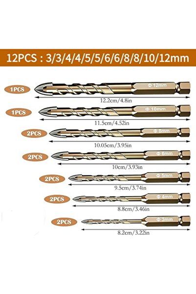 Choice مجموعة مثقاب بلاط بساق سداسية مكونة من 12 قطعة، مثقاب زجاج، مجموعة رؤو...