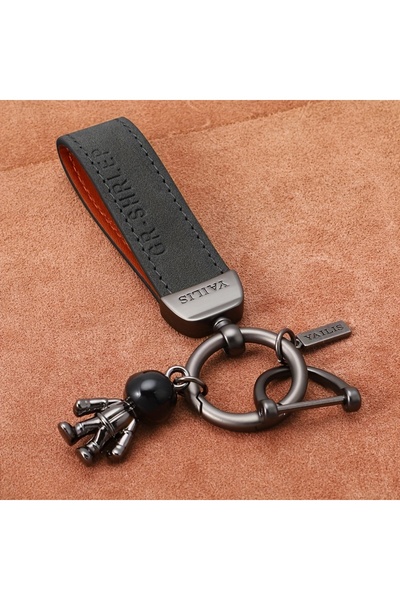 Choice black Car Keychain Astronaut Astronaut Pendant Leather Key Chain Ring ...