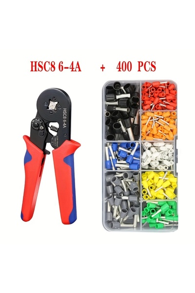 Choice3 كماشة تجعيد الأسلاك HSC8 6-4، 400 قطعة، مقاس 0.25-10 مم²، 23-7AWG، لت...