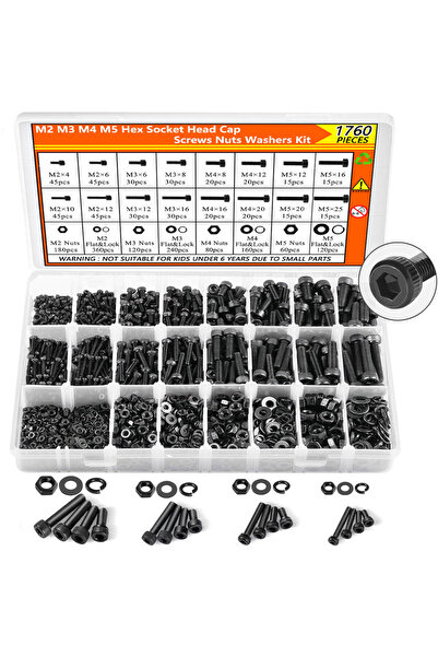 Choice 1760PCS Metric Screw Assortment Kit (M2/M3/M4/M5) - Grade 12.9 Alloy S...