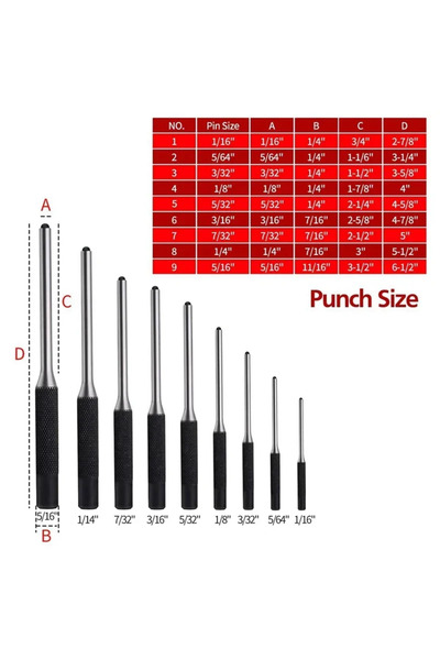 Choice 9pcs Roll Pin Punch Tool Set Storage Smithing Small Punch Long Tools R...