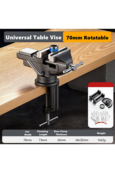 Choice طاولة ملزمة احترافية 70 مم، حامل ملزمة قابل للدوران 360 درجة، ملزمة مك...