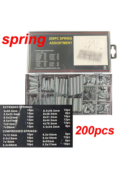 Choice 200PC 200PCS Tension Extension Spring Compression Spring Stretch Hook ...