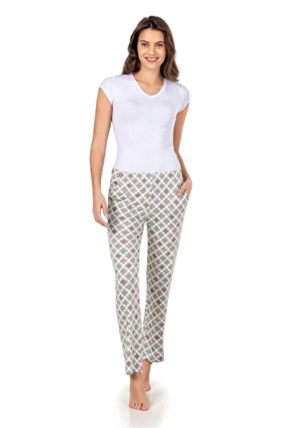 OBJE Women's Viscose Pajama Bottoms with Green Background