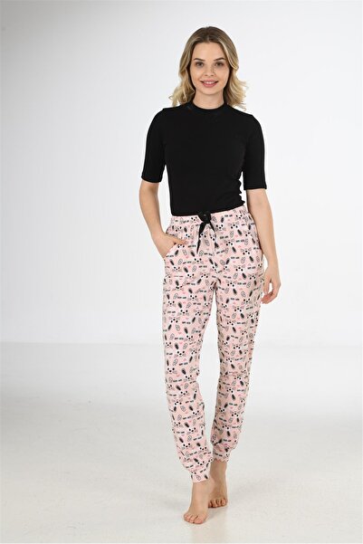 OBJE Women's Rabbit Patterned Band Leg Pajama Bottoms