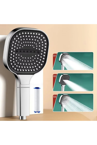 Choice1 رأس دش منزلي فضي اللون، لوحة كبيرة 13 سم، 3 أوضاع قابلة للتعديل، رأس ...