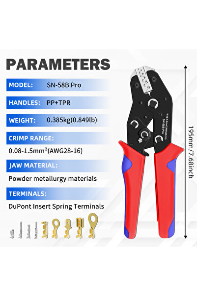 Choice SN-58B Pro SN-58B Pro Wire Crimping Plier for JST PH 2.0mm,XH 2.5mm,VH...