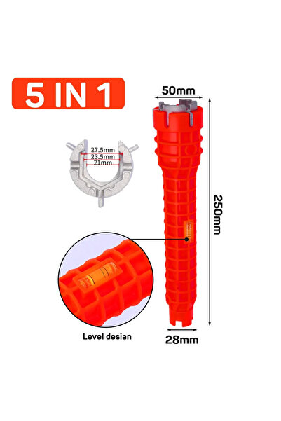 Choice1 مفتاح ربط ٥ في ١ لحوض المطبخ أو صنبوره، أداة إصلاح السباكة، مقبض مانع...