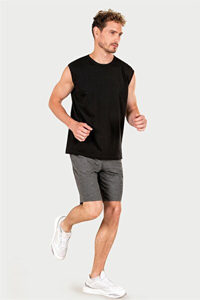 OBJE Men's Anthracite-Melange Lycra Pocket Shorts