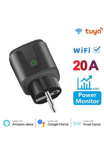 Choice1 black WiFi EU Smart Sket Plug With Tuya App Outlet 20A Adapter Power ...