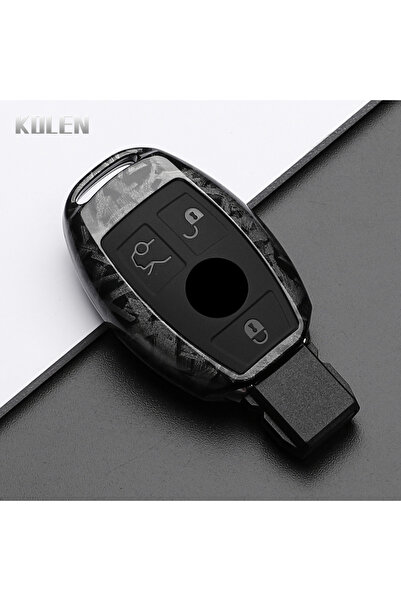 Choice6 غطاء مفتاح سيارة بثلاثة أزرار بتصميم ألياف الكربون ABS لسيارات مرسيدس...