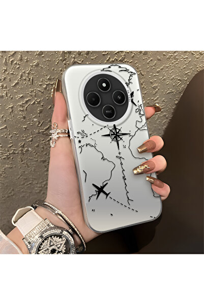 SLIMFELT Redmi 14C Uyumlu Zarif Harita Desenli Kılıf, Düşmeye Dayanıklı Silik...