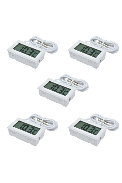 Choice4 5Pcs FY-10 1M White Mini Digital Thermometer -20°C to 110°C LCD Displ...