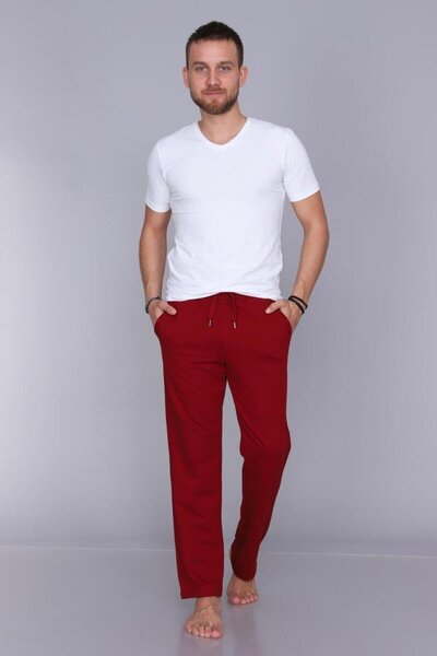 OBJE Men's Burgundy 2-Strap Zippered Long Bottoms