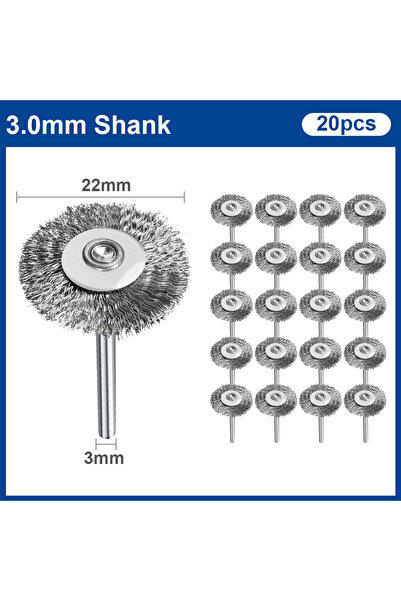Choice4 مجموعة فرش تلميع سلكية فولاذية (20 قطعة) - 10/20 قطعة - 22 مم - فرشاة...