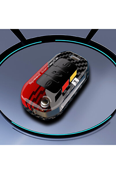 Choice5 A carbon red Remote Car Key Chain Ring Shell Cover Case Holder 3 Butt...