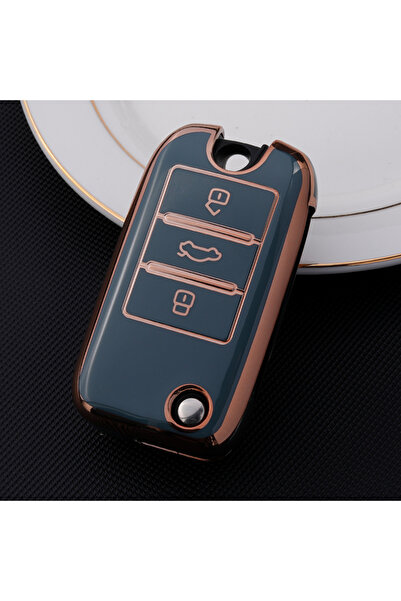 choice2 حافظة مفاتيح رمادية اللون من مادة TPU، غطاء حماية للمفاتيح، حامل لسيا...