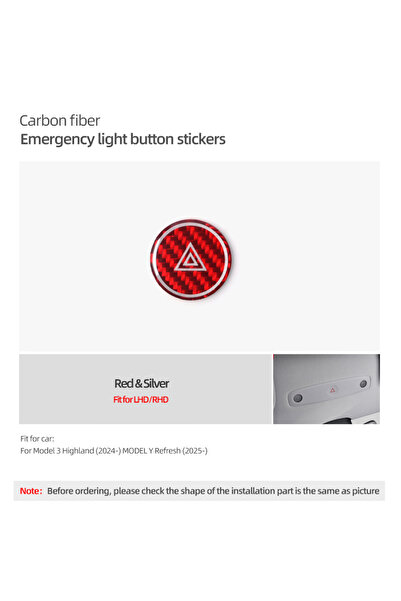 Choice زر إضاءة طوارئ جديد من ألياف الكربون باللون الأحمر الكربوني لسيارات تس...