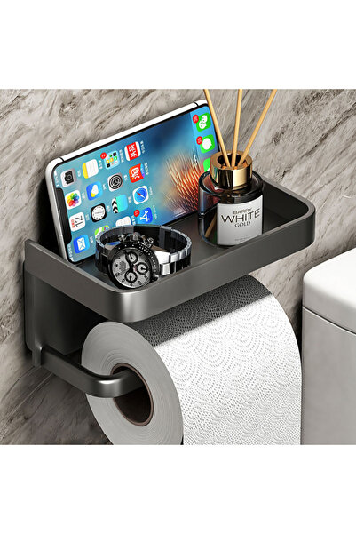 Choice1 حامل ورق تواليت رمادي اللون، حامل لفافة ورق مثبت على الحائط، صينية تخ...