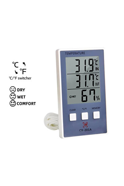 Choice1 مقياس حرارة ورطوبة رقمي CX-201، داخلي/خارجي، شاشة LCD، عرض درجة الحرا...