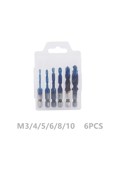 Choice 6 قطع من مثقاب لولبي أزرق قياسي M3 M4 M5 M6 M8 M10 مطلي بالتيتانيوم، س...