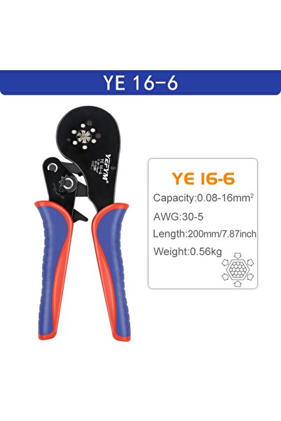 Choice موصلات طرفية حلقية YE 16-6، كماشة تجعيد سداسية YE 16-6، نطاق واسع من 0...