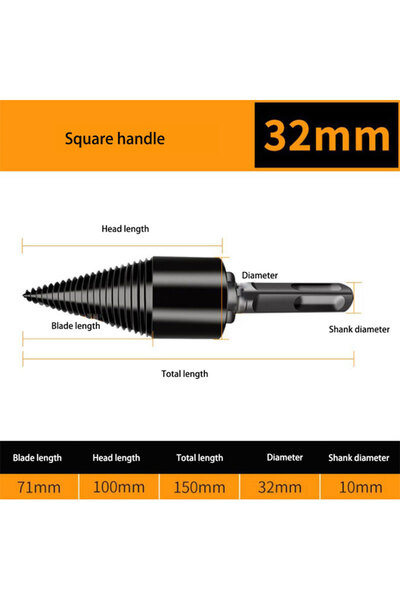 Choice مفرمة حطب بمقبض مربع، مثقاب لتقطيع الخشب، أداة لتقسيم جذوع الأشجار، فو...