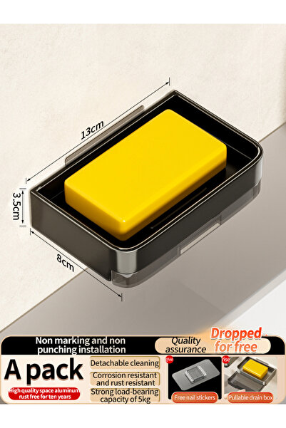 Choice رف أسود لتخزين الصابون بدون ثقب، حامل صابون للاستحمام بدون حفر، يُثبت ...