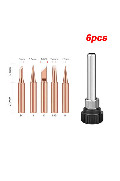 Choice3 مجموعة من 6 قطع - 6/11 قطعة من رؤوس مكواة اللحام مع غلاف لحام، 900 مت...