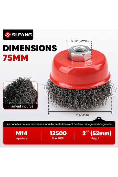 Choice 2pcs 1-3pcs 75mm Angle Grinder Wire Brush Cup Brushes Carbon Steel Bru...