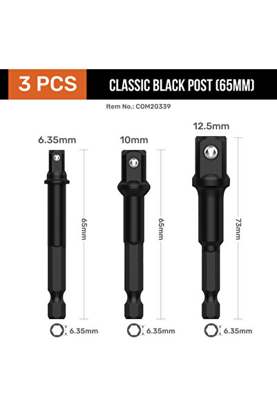 choice2 مجموعة محولات صدمات عالية المواصفات مقاس 65 مم (أسود) مع حامل لمفاتيح...
