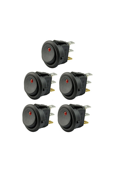 Choice1 5pcs RED 5Pcs/Set 12V On-Off Control LED Light Round Rker Toggle Swit...