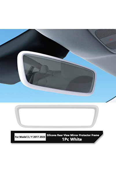 ZUIMI White For Tesla Model Y / 3 Silicone Rear View Mirror Protector Frame R...