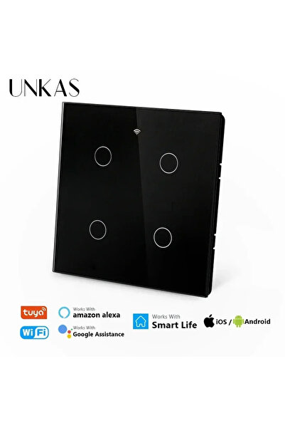 choice2 مفتاح إضاءة جداري أسود من Tuya Brazil، رباعي الأزرار، يدعم تقنية WiFi...