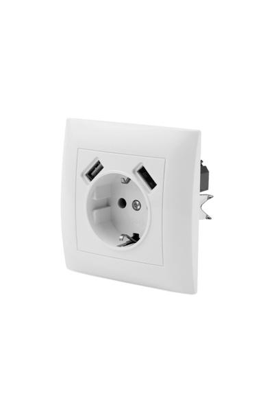 Choice6 EU 1 Socket and 2 USB White Power Skets EU Standard Flame Retardant W...