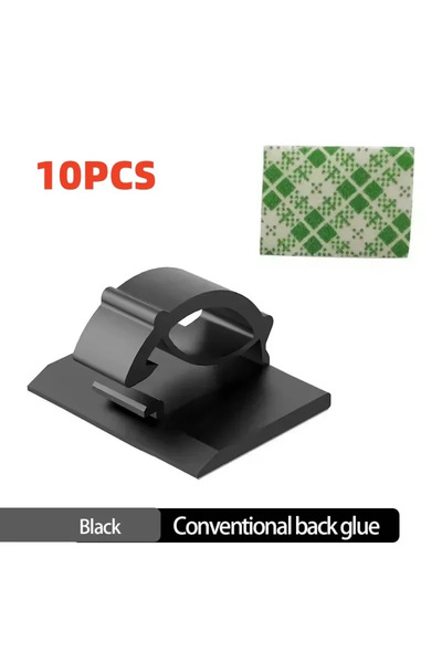 Choice 10PCS Black Adhesive Car Cable Charger Line Clasp Wire Cord Clip Wall ...