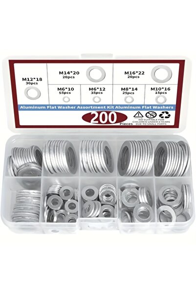 Choice 200Pcs 200-Piece Drain Plug Gasket Set, 7 Sizes Aluminum Crush Washer ...