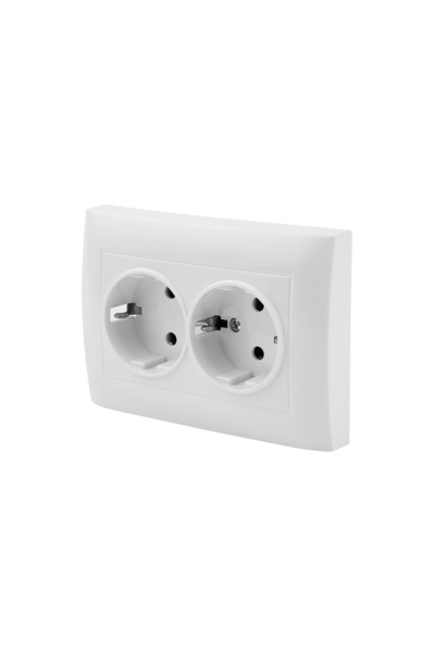 Choice مقبس كهربائي أوروبي ثنائي مع تأريض، جداري أبيض مدمج، تيار متردد 250 فو...