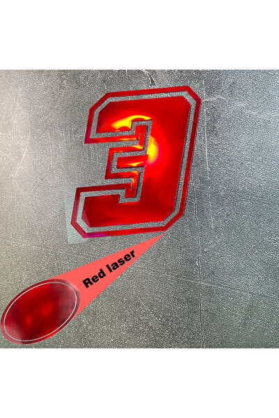 Choice15 ملصق رقم 3 أحمر ليزري مقاوم للماء للدراجات النارية، ارتفاع 5 سم، قطع...
