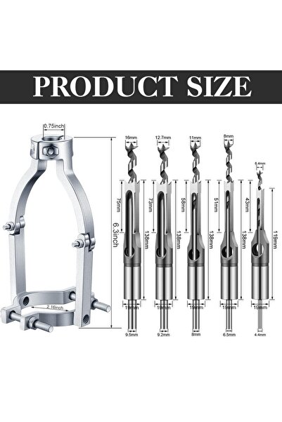 Choice 6Pcs Set 6PCS Square Hole Drill Bit Woodworking Drill Tools Set 6.4/8/...