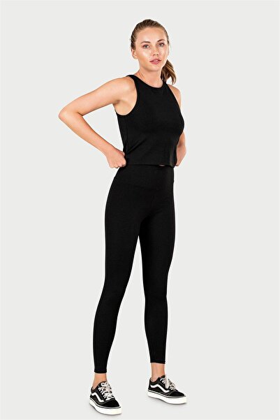 OBJE Women's Black Corded Halter Crop