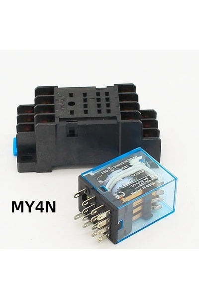 choice2 مرحل طاقة MY4NJ واحد يعمل بجهد 12 فولت تيار مستمر، مزود بقاعدة تثبيت ...