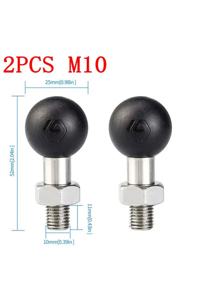 Choice 2PCS M10 ball head 2 Pack 1inch Ball Adapter with M10 M8 Metric Thread...