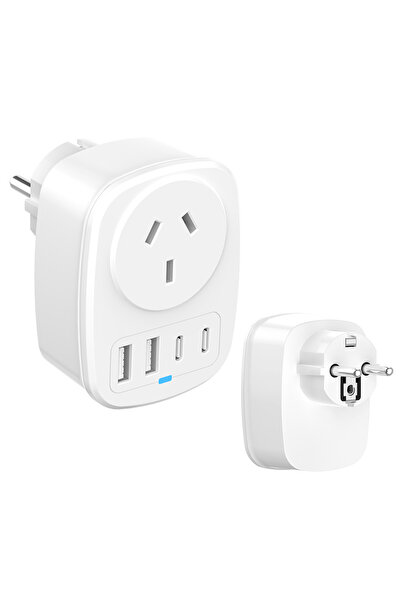 Choice6 EU to AU Universal Travel Adapter With 2 USB Ports 2 Type-C Charging ...