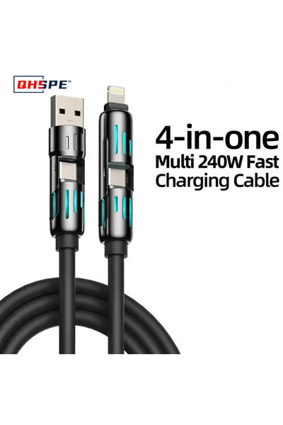 Choice1 شاحن MFISH متعدد الوظائف 4 في 1، يدعم USB، وType C، وLightning، ويدعم...