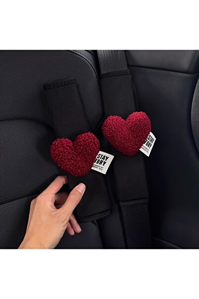 Choice قطعتان باللون الأحمر، غطاءان لحزام الأمان بتصميم قلب الحب، واقي ناعم ل...