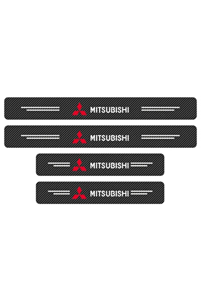Mitsubishi 4 قطع - ملصقات عتبات أبواب سيارات ميتسوبيشي من ألياف الكربون، مقاو...