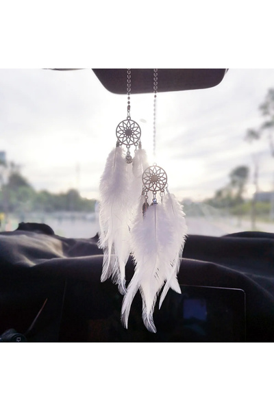Choice 1Pair White 1/2pcs Dream Catcher Car Pendant for Girls Feather Mirror ...